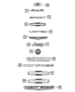 68373070AA - Exterior Ornamentation: Liftgate Nameplate for Jeep: Compass Image