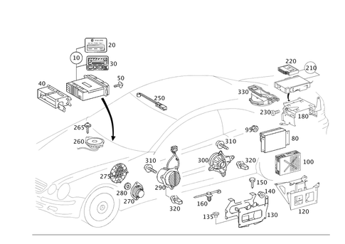 Radio Set, Remote Control, Amplifier, CD-Player, Loudspeaker for 2001 Mercedes-Benz CL 55 AMG&reg; #0