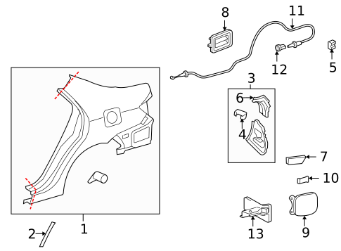 Quarter Panel & Components for 2012 Toyota Corolla #0