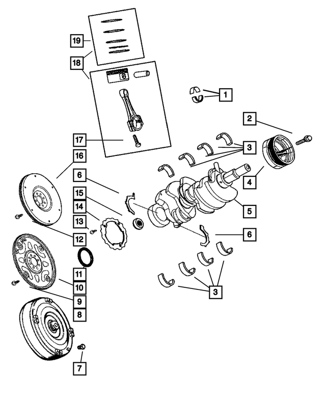 5066738AB - Engine 3.7L Six Cylinder: Crankshaft Bearing Package for Mopar Image