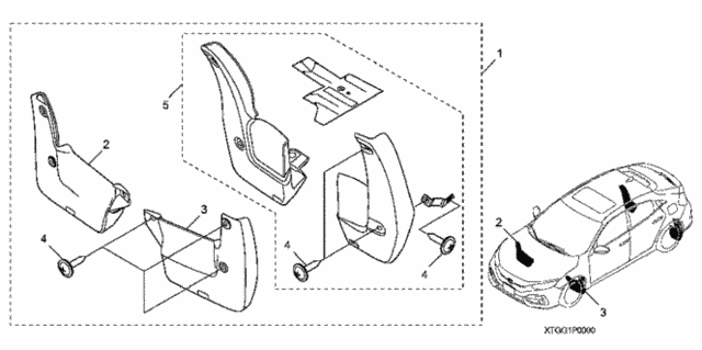Splash Guards (FR. & RR.) for 2020 Honda Civic #0