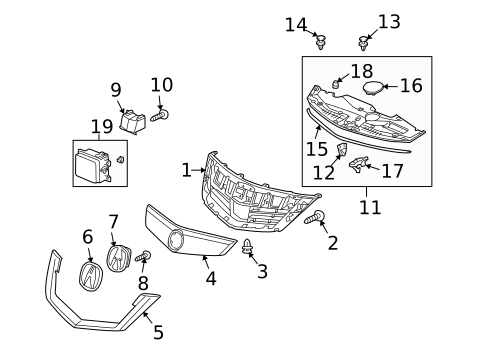 Grille & Components for 2009 Acura RL #1