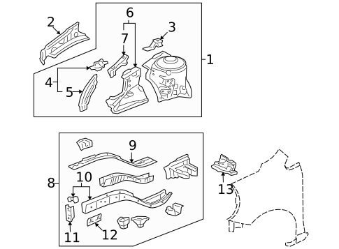 Structural Components & Rails for 2008 Honda Fit #0