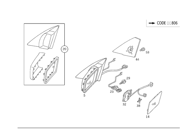 1298100421 - Front Doors: Mirror Glass for Mercedes-Benz Image image