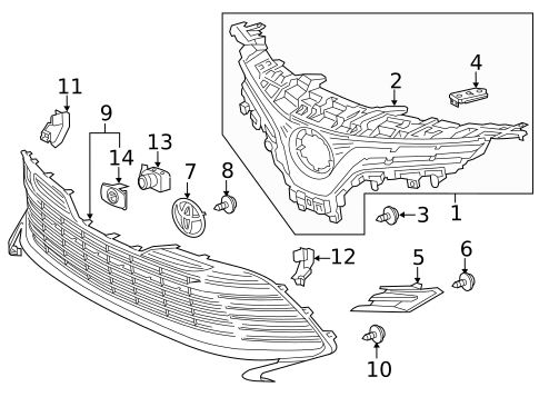 Grille & Components for 2018 Toyota Camry #0