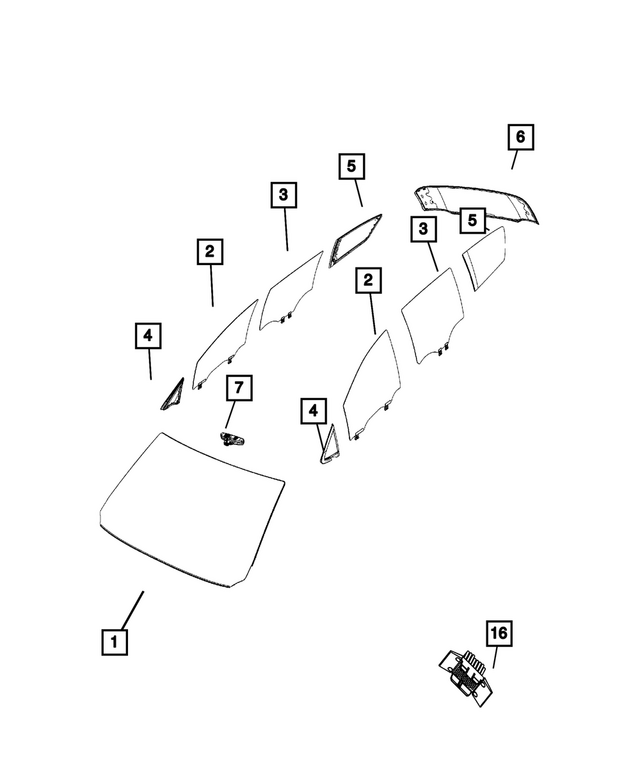 68238492AC - : Quarter Window Glass, Right, Export for Mopar Image