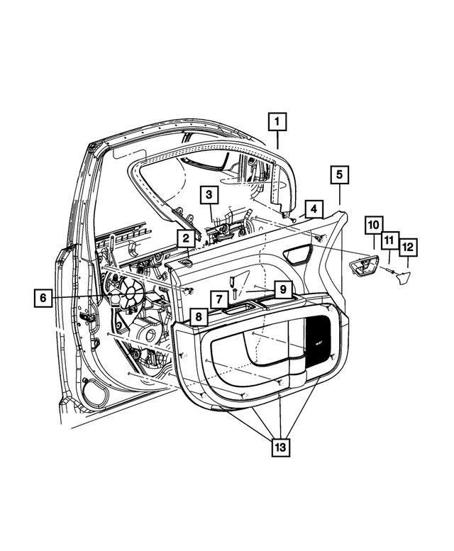 1QF252X9AI - : Front Door Trim Panel, Left for Mopar Image
