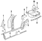 10162506 - Body: Windshield Pillar Trim for Cadillac: Fleetwood Image