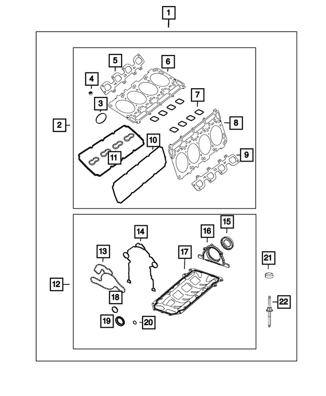 68294133AD - 6.4L Gas; Engine: Long Block Engine Gasket Kit for Mopar Image