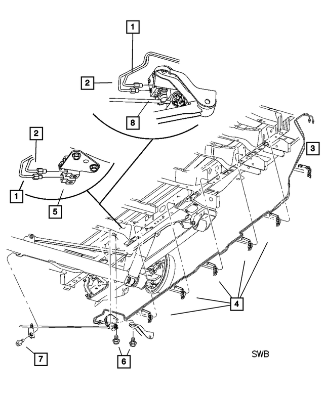 4721200AB - Service Brakes: Junction Block To Valve Tube, Right for Mopar Image