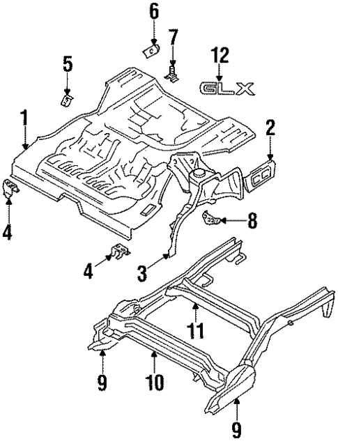 Rear Floor & Rails for 1996 Suzuki Esteem #0