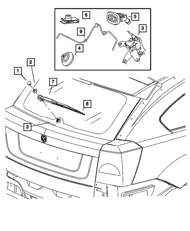 4879444AE - Wiper/Lock Cylinder and Keys: Rear Window Wiper Washer Hose Assy for Mopar Image