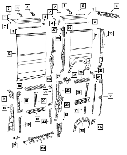 Aperture Panel and Pillar Supports for 2014 Ram ProMaster 3500 #5