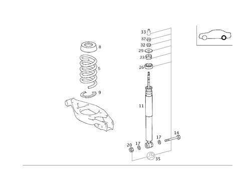 Rear Springs and Suspension Standard Suspension for 1994 Mercedes-Benz E420 #0