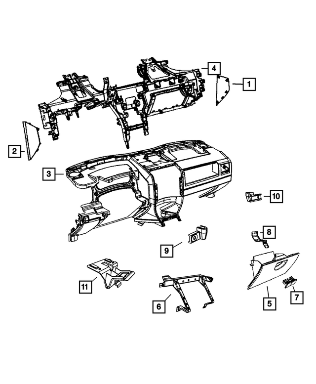 « YF48XDVAB – Electrical : Extrémit_ Du Panneau D`instruments Couvercle, Côté Droit pour Mopar Image »