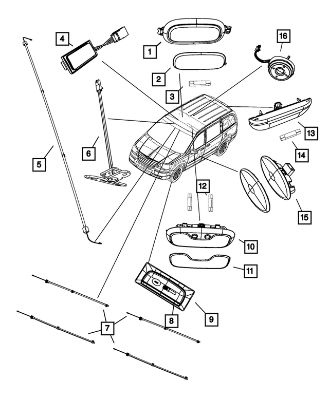 68110779AA - Electrical: Auxiliary Lamp for Chrysler: Town &amp; Country | Dodge: Grand Caravan | Ram: C/V Image