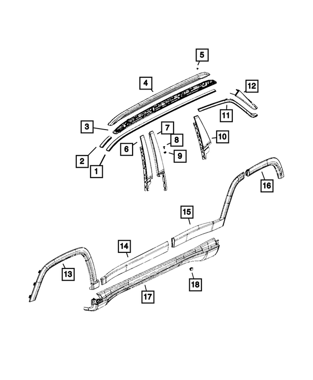 5UP34RXFAC - Exterior Ornamentation: Roof Joint Molding, Right for Mopar Image image