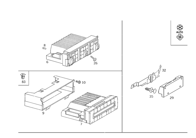 2108300885 - Heating and Ventilation: Cu, Auto. Climate Control for Mercedes-Benz: 400SEL, 500SEC, 500SEL, 600SEL, E420, E430 Image image