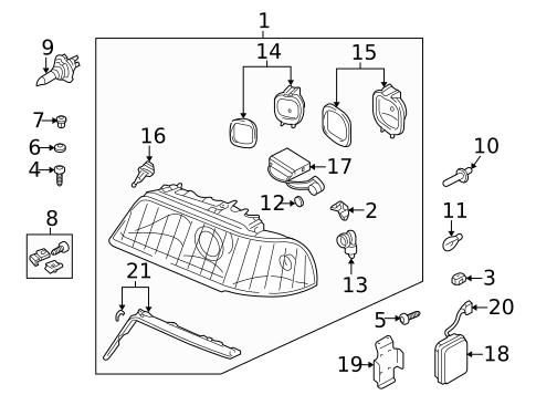 Headlamp Components for 2003 Audi A8 Quattro #0