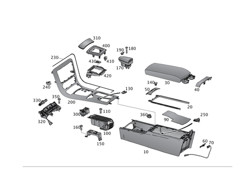 Housing with Tray, Armrest, and Ashtray for 2018 Mercedes-Benz SLC300 #0