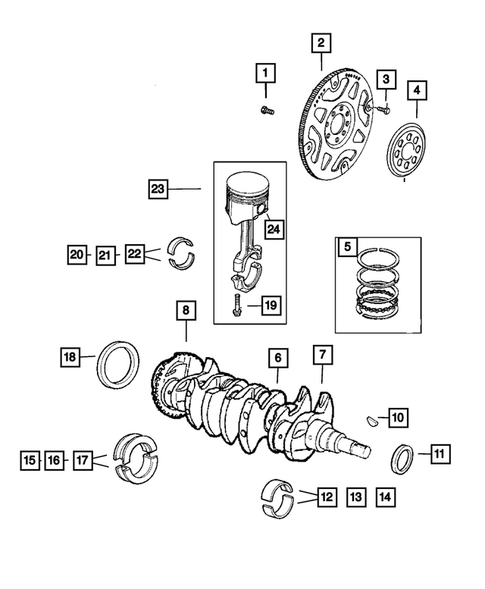 Crankshaft, Piston, and Drive Plate for 2005 Dodge Neon #0