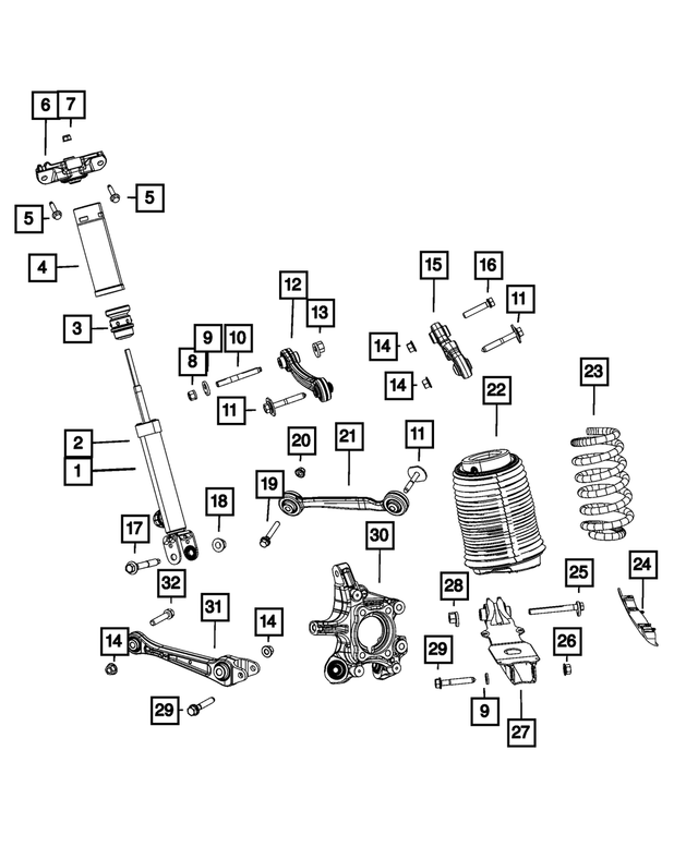 68544169AA - Rear Suspension: Suspension Shock Absorber Kit, Left, Rear for Jeep: Grand Cherokee L Image