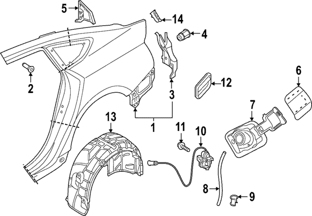 8W8809838A - Body: Quarter Panel for Audi Image