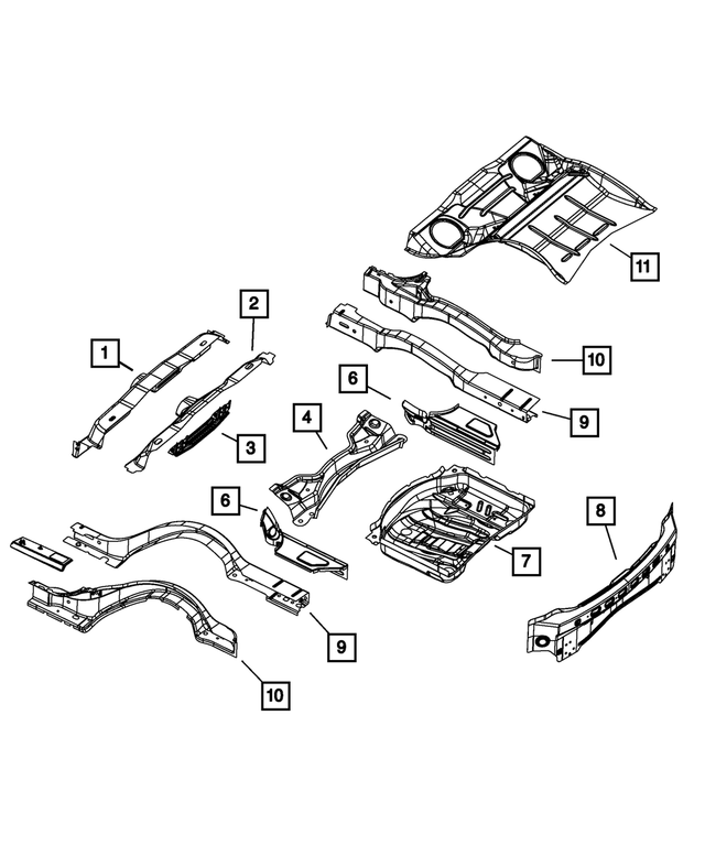 4780902AE - Body Sheet Metal Except Doors: Rear Floor Outer Extension Cover, Right for Mopar Image