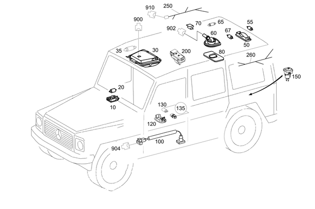 4639066500 - Electrical System: Overhead Control Panel for Mercedes-Benz: G55 AMG, G550, G550 4x4, G63 AMG, G65 AMG Image image
