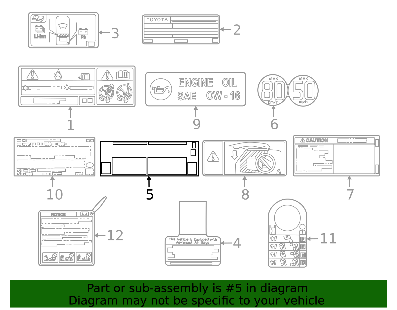 OEM Tire Information Label Part # 42661-47B20 | Modern Toyota Parts