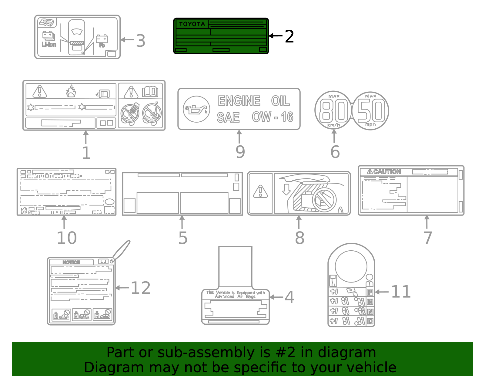 2023-2025 Toyota Prius Emission Label 11298-24171 | Toyota Parts Center