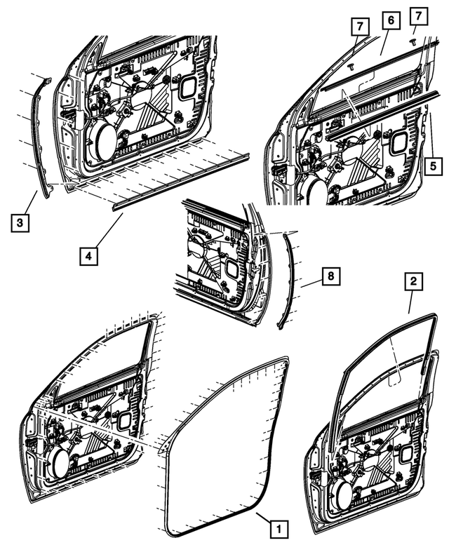55369294AL - Doors, Door Mirrors and Related Parts: Glass Run Seal, Right for Mopar Image