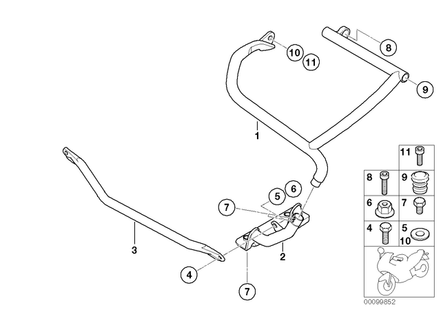 11117668332 - : Engine Safety Bar, Right Top for BMW-Motorrad Image