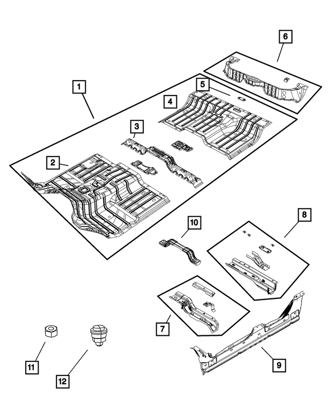 68036568AF - Body Sheet Metal Except Doors: Front Floor Pan for Mopar Image