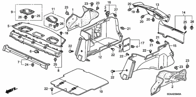 Rear Tray - Side Lining for 2007 Honda Accord #0