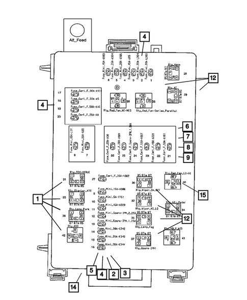 Power Distribution Center, Fuse Block, Junction Block, Relays and Fuses for 2009 Dodge Challenger #0