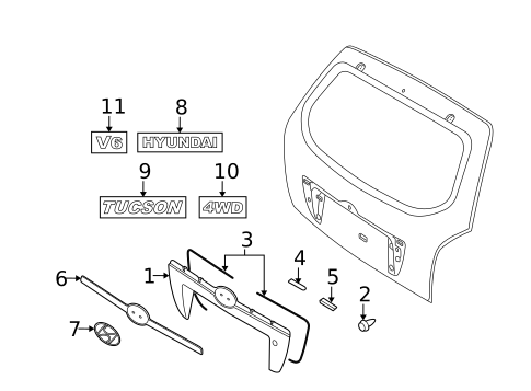 Exterior Trim - Lift Gate for 2009 Hyundai Tucson #0