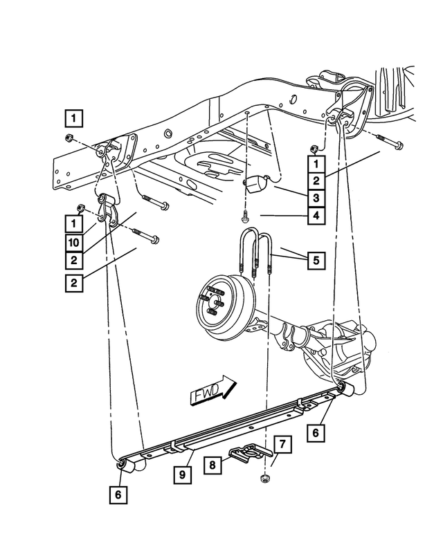 52106764AG - Rear Suspension: Rear Leaf Spring for Mopar Image
