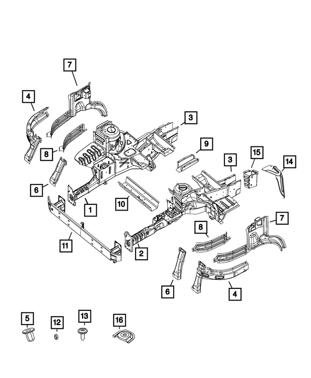 68133112AA - Frame, Bumper and Fascia: Right Front Rail Kit for Mopar Image