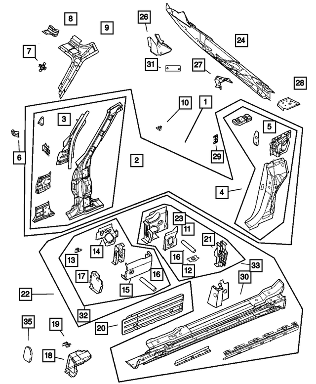 « 5097462AA – Body Sheet Metal Except Doors : Ouverture Côté Caisse Panneau, Côté Droit pour Mopar Image »