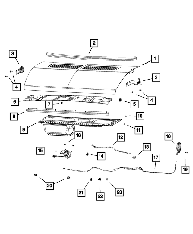 68095734AA - Body Sheet Metal Except Doors: Hood Hinge, Right for Ram: ProMaster 1500, ProMaster 2500, ProMaster 3500 Image
