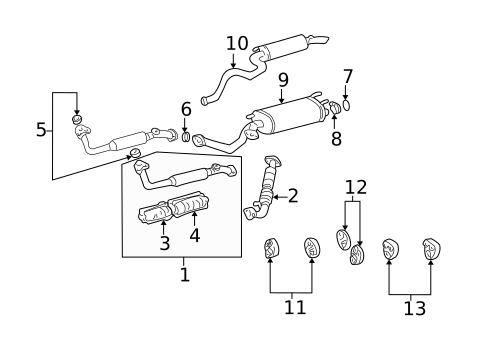 Exhaust Components for 2001 Toyota Land Cruiser #0