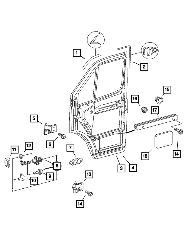 5159205AA - Doors and Related Parts: Door Seal for Mopar Image