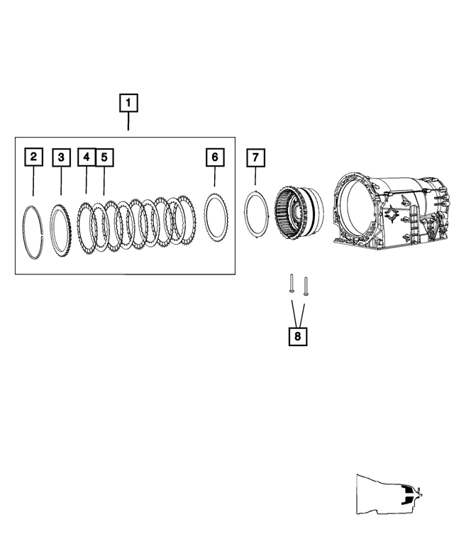 68028660AB - NAG1; W5A580; 5-Speed; Automatic Transmission: B2 Brake Clutch Stack Up Clutch Package for Mopar Image