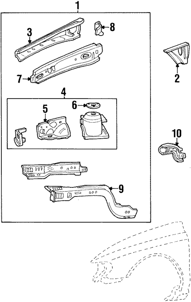 2F3Z3B154AB - Body: Fender Apron Reinforcement for Ford Image