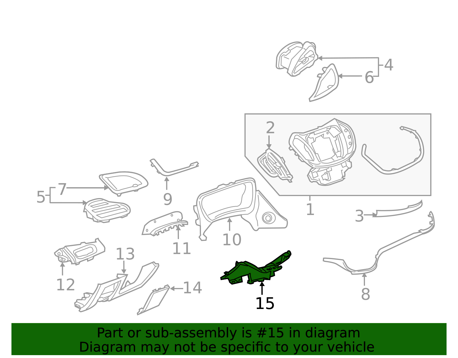 2016-2019 Chevrolet Volt Dark Ash Gray Instrument Panel Lower Center ...