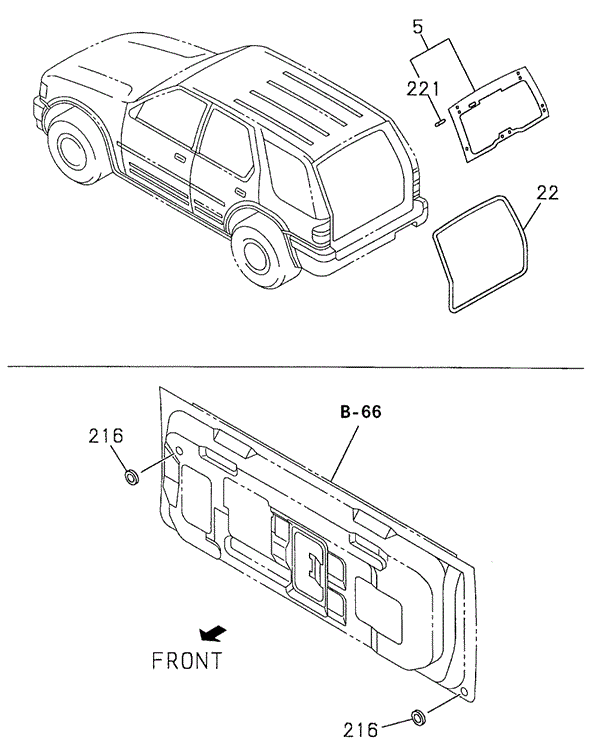 Rear Windshield  - Weatherstrip for 2000 Honda Passport #0