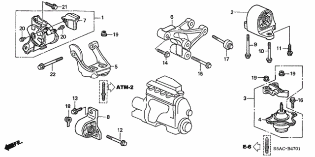 Engine Mounts (AT) (1) for 2005 Honda Civic #0