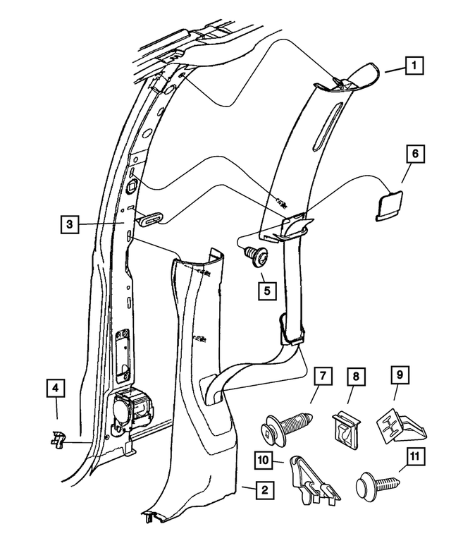 RS27XT5AD - Interior Trim: B-pillar Molding, Left, Upper for Mopar Image