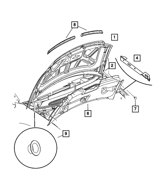 4860686AA - Body Sheet Metal Except Doors: Hood Hinge, Right for Mopar Image
